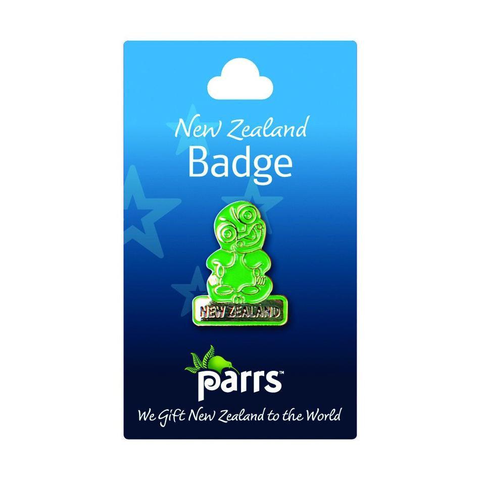 Parrs badge with Tiki and the words New Zealand.