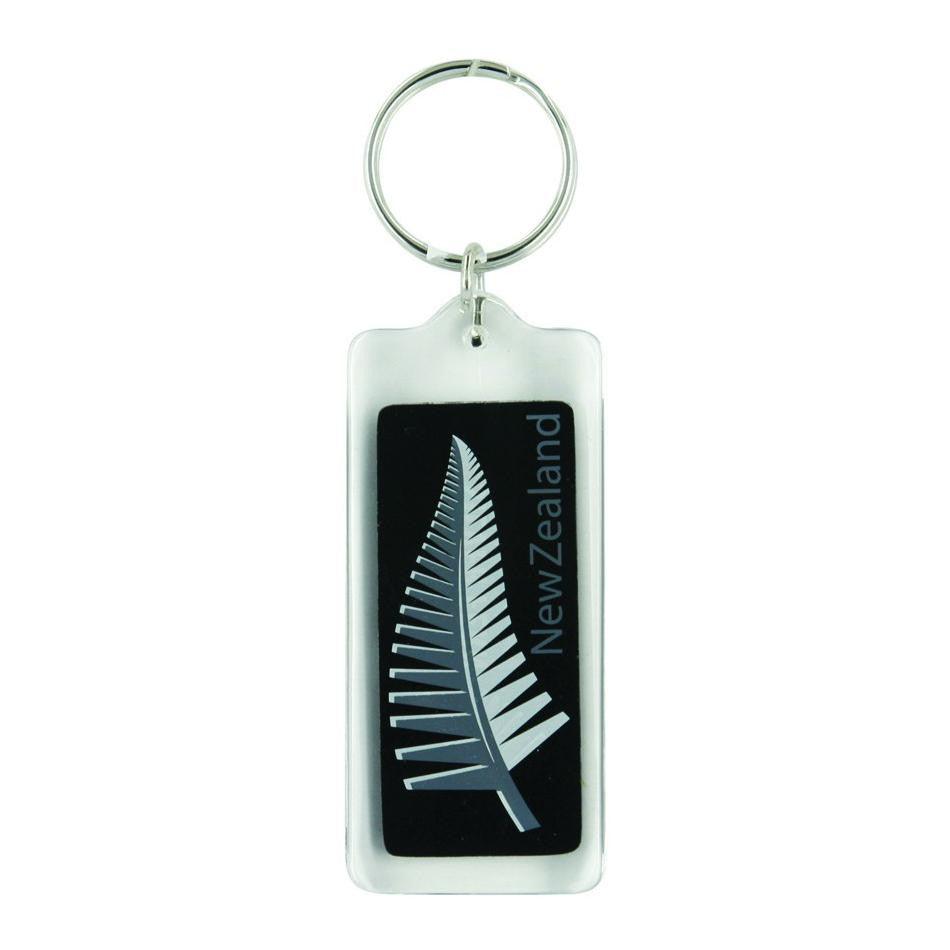 Key Ring Acrylic Silver Fern Black Gifts - Key Rings, Badges & Magnets