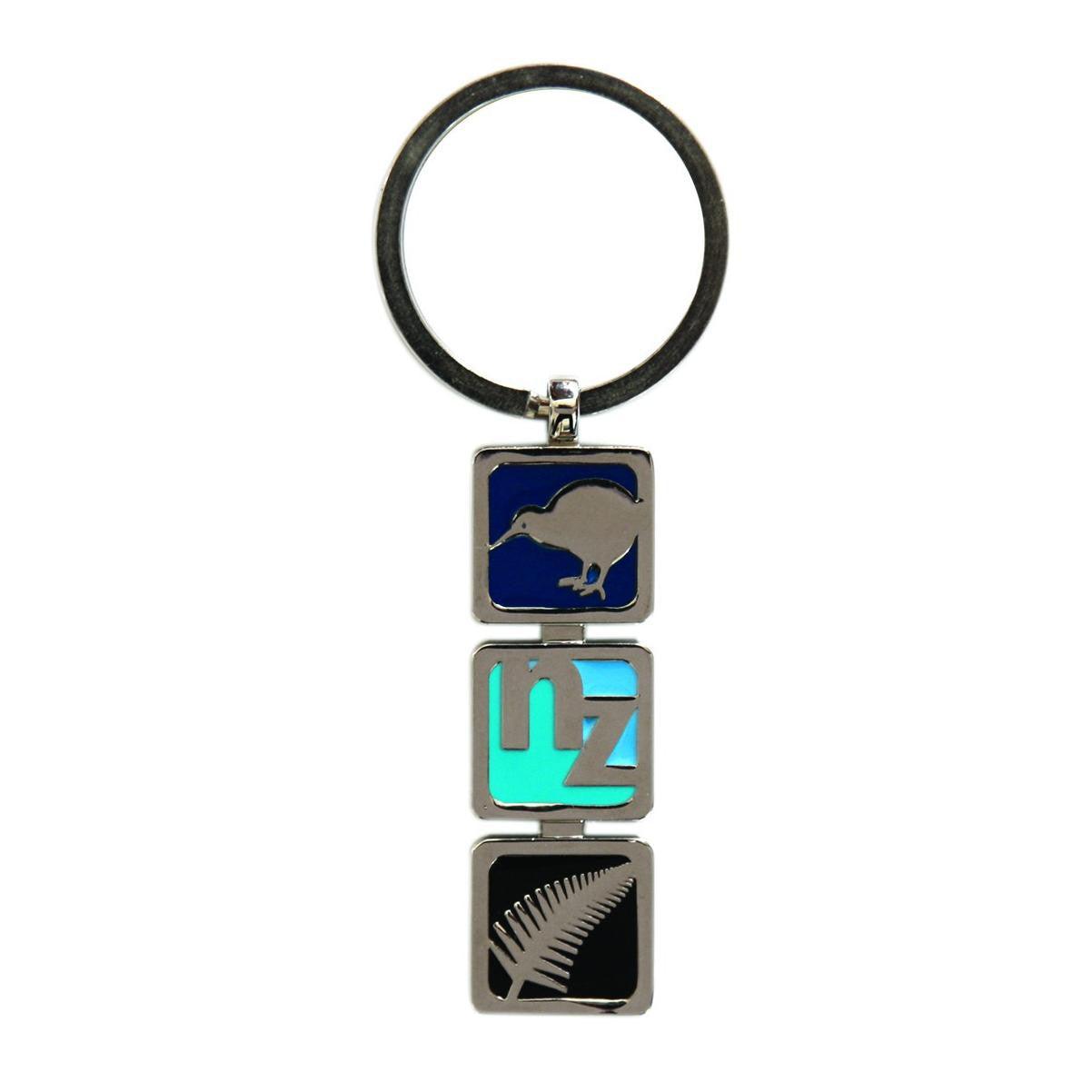 Key Ring Nickel 3 Squares Gifts - Key Rings, Badges & Magnets