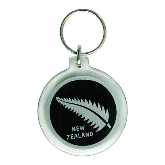 Key Ring Silver Fern Round Gifts - Key Rings, Badges & Magnets