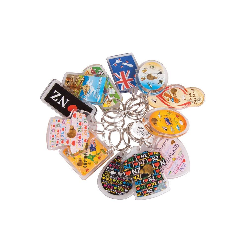 Keyring Acrylic Kiwi Icons 12PK Gifts - Key Rings