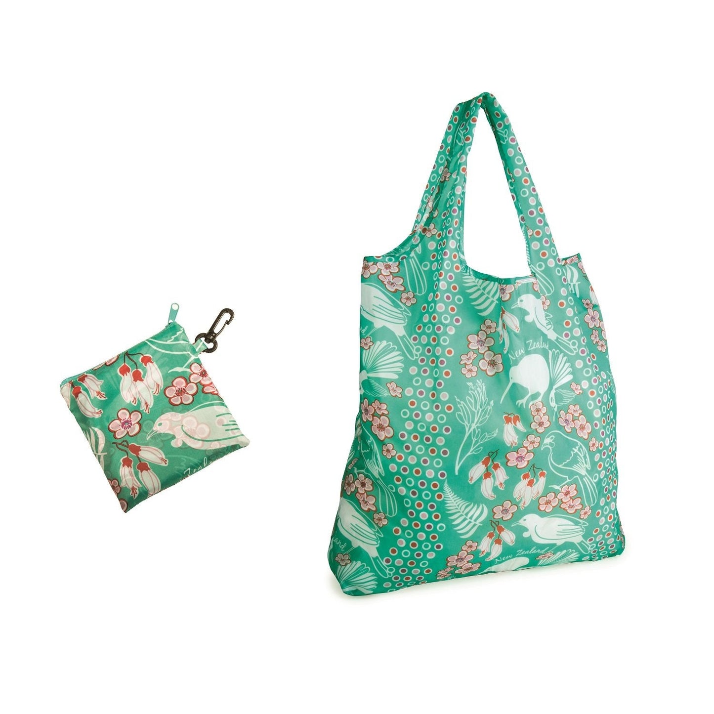 Foldable Eco Bag-Birds and Flowers-Teal Gifts - Bags