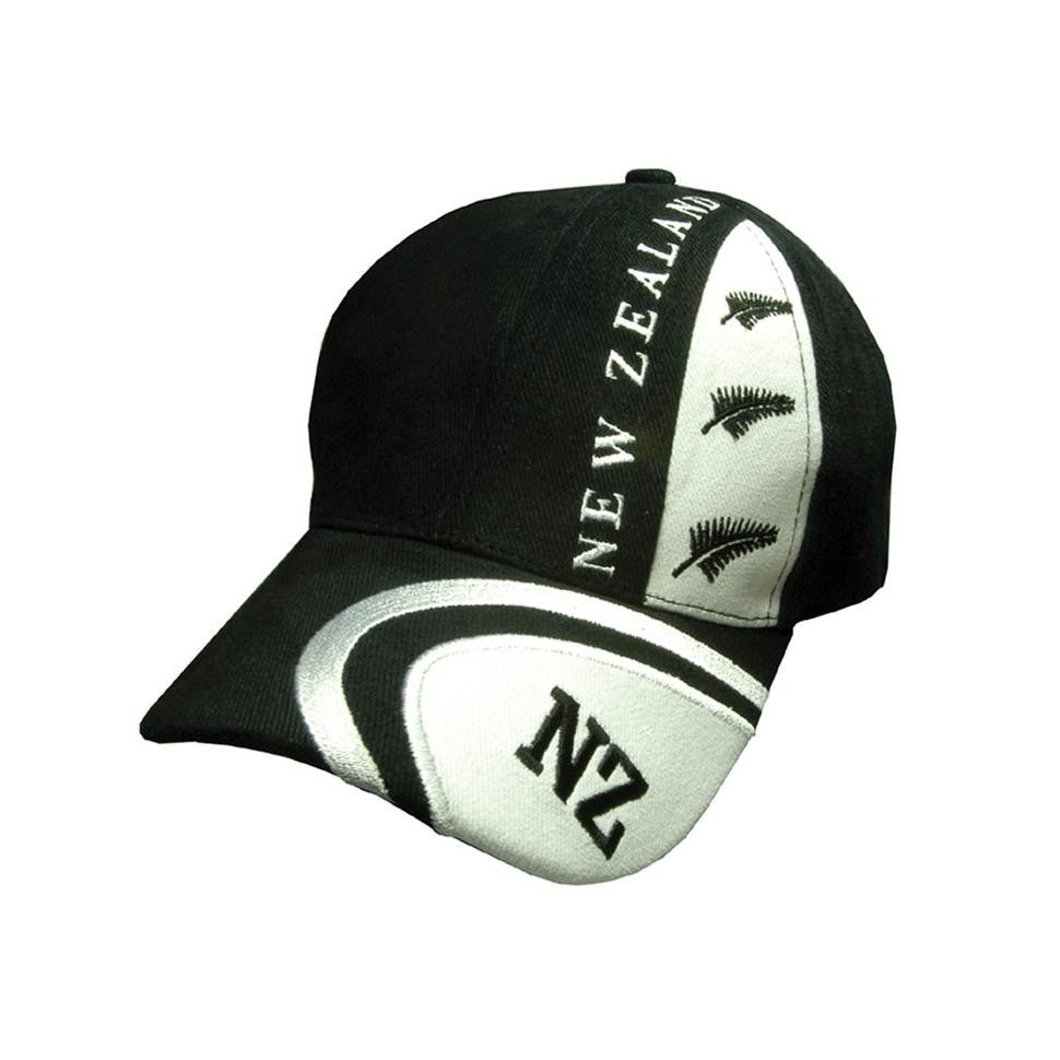 Brushed 3 Ferns & NZ Black/White Gifts - Hat, Beanie and Caps